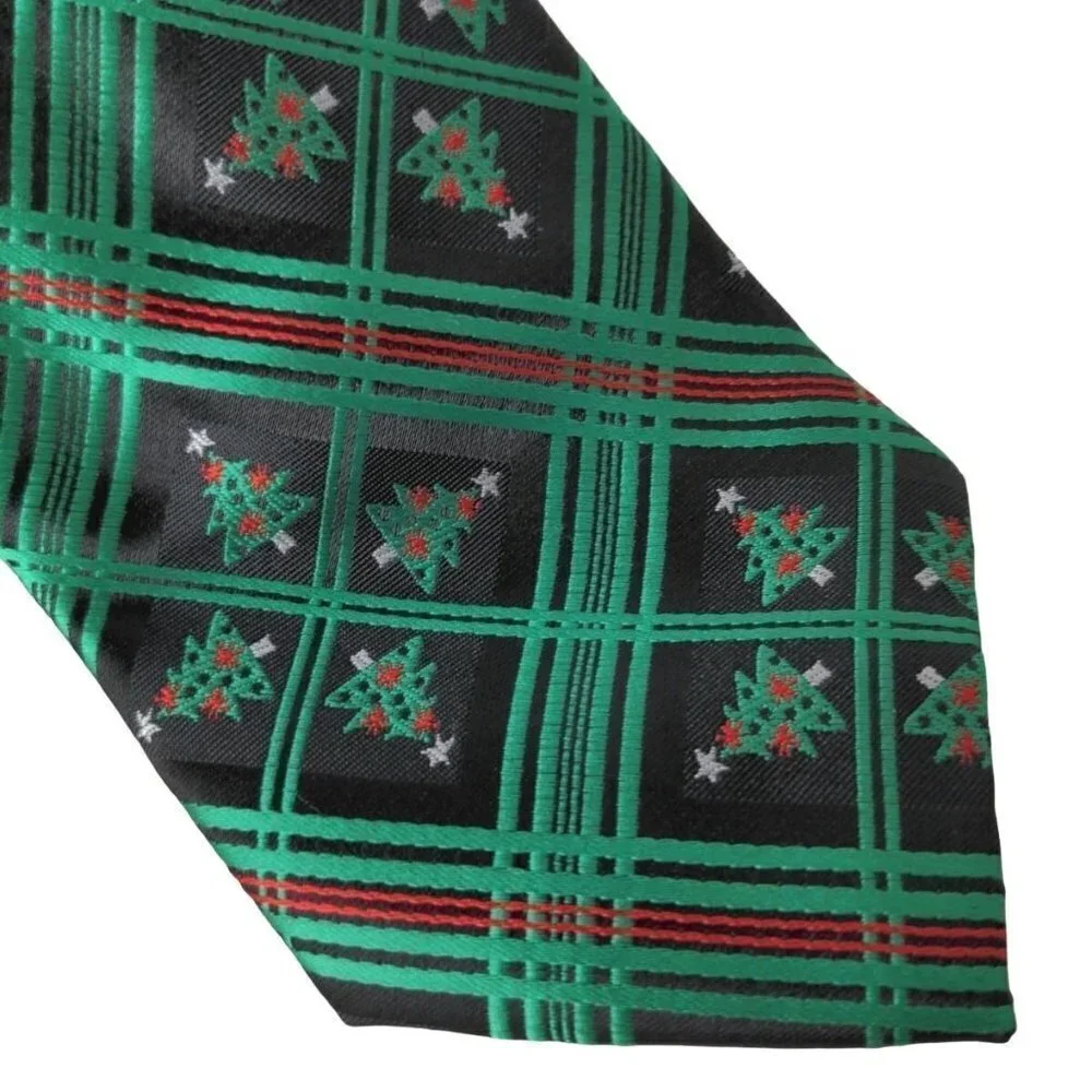 Hallmark Christmas Plaid Necktie Green Red